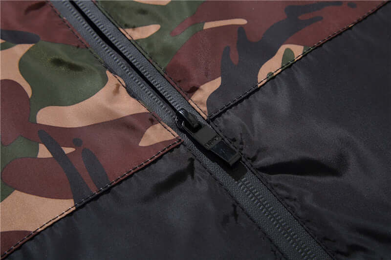 Camo Coat Hooded Contrast Jacket