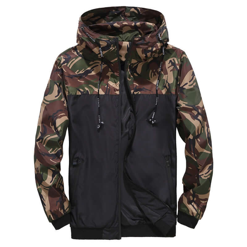 Camo Coat Hooded Contrast Jacket