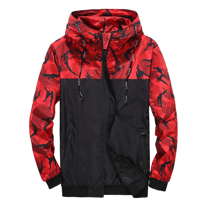 Camo Coat Hooded Contrast Jacket