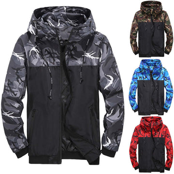 Camo Coat Hooded Contrast Jacket