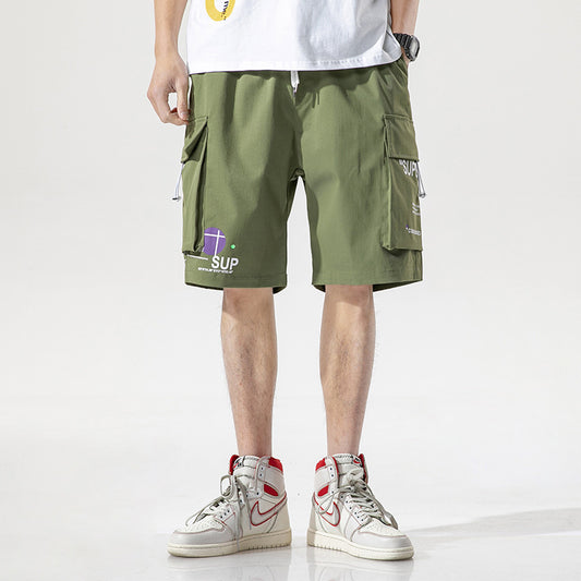 Men's casual loose drawstring shorts