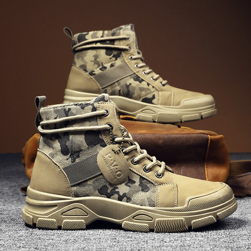 Vintage camouflage tactical boots